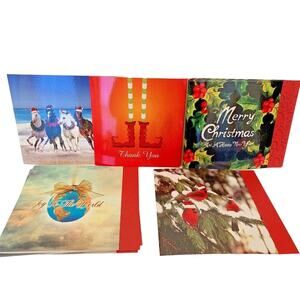 Lot of 10 New Holiday Greeting Cards Oversize 10x8 Assorted with Envelopes